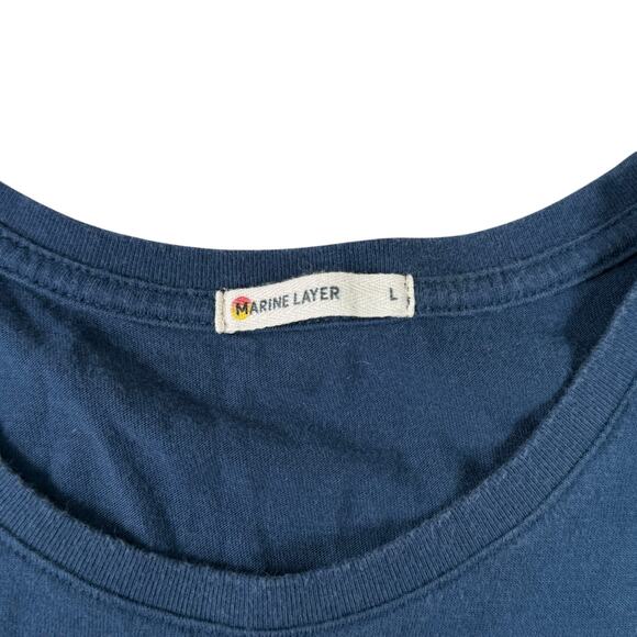 Marine Layer Mens Large Blue Striped Long Sleeve Shir - Picture 3 of 11